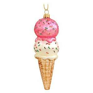  Ice Cream Cone Glass Ornament: Home & Kitchen