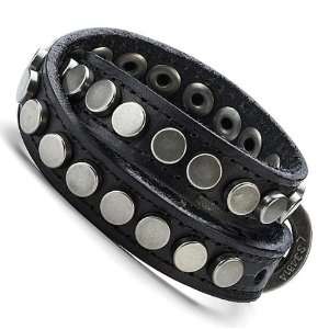   : Trendy Mens Urban Snake Style Black Leather Bracelet Cuff: Jewelry
