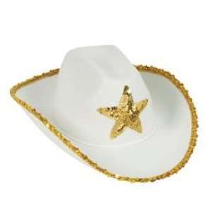  White Felt Cowboy Hat With Gold Star Health & Personal 