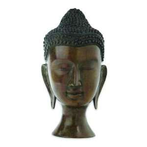  Achla Feng Shui Patio Decor Brown Aluminum Buddha Bust 