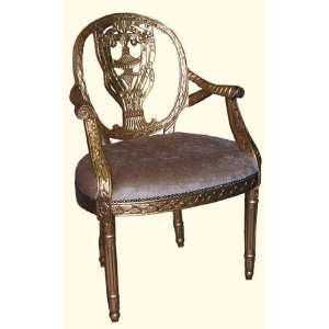  Gold Leaf Rococo Arm Chair with Gold Fabric: Home 