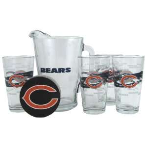 Chicago Bears Pint Glasses and Beer Pitcher Set  Chicago 