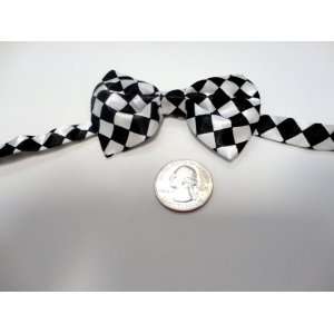    Dog Bow Tie Small Size (Black with White Diamond)