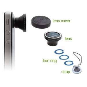 Degree Angle Fisheye (0.28X) Lens (Black) Designed for Apple iPhone 4 