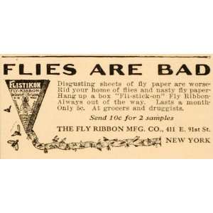  1909 Ad Fly Flies Tape Ribbon Paper Flistikon Catcher 