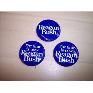  3  Reagan Bush Campaign Buttons 