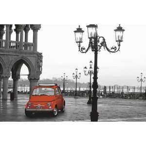  Car Posters Piazza San Marco   Red Car   23.8x35.7 inches 