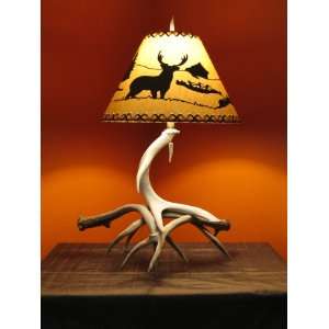   Deer Antler Table Lamp  Real Antlers  Rustic  Cabin