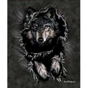  Black Wolf Faux Mink Blanket
