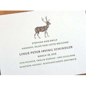   deer custom letterpress birth announcements