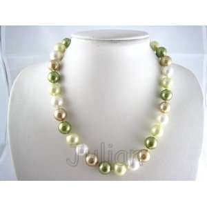   17 10mm Multi Color Natural Sea Shell Necklace J067