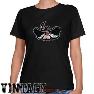 UNLV Runnin Rebels Ladies Black Distressed Logo Vintage Classic Fit T 