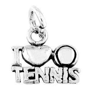  Sterling Silver One Sided I Love Tennis Charm: Jewelry