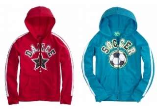 NWT Justice Girls Pink Dance & Blue Soccer Hoodies Sweatshirts Size 10 