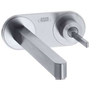   Steel Wall Mount Single Handle Faucet with Base Plate, Steel Home
