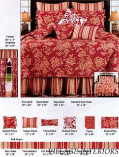 HILLGATE FRENCH COUNTRY RED & ECRU TOILE COTTON QUILT THROW  