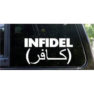 INFIDEL funny die cut decal / sticker USA Army Navy USMC Air force