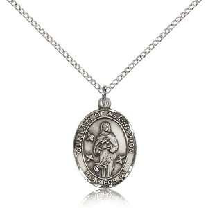 925 Sterling Silver O/L Our Lady Of Assumption Medal Pendant 3/4 x 1 