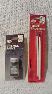 VTG TESTORS ALL PURPOSE ENAMEL PAINT GLOSS GRAY 1138C + BRUSHES  