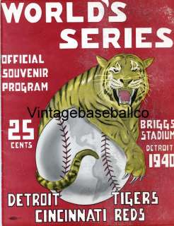 1940 World Series Detroit Tigers Reds program NMINT  
