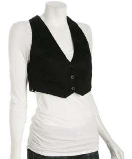 BCBGeneration black cotton sateen pleated cropped vest   up to 
