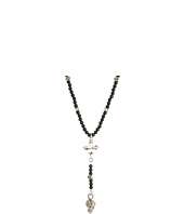 King Baby Studio Matte Onyx Rosary with Silver Roses, 3D MB Cross and 