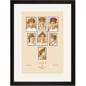  Black Framed/Matted Print 17x23, Russian Hats and Hairstyles 