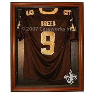  New Orleans Saints Cabinet Style Jersey Display Case   Brown 