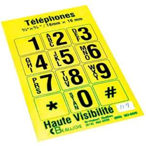  Telephone Stickers Black on Yellow Alphanumeric Health 