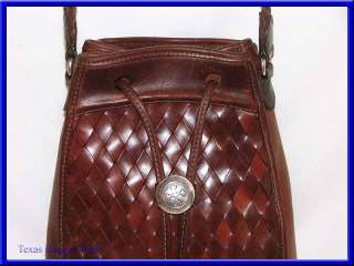 BRIGHTON PURSE ~ Brown Leather Western/Southwest/Weave/Shoulder Bag 