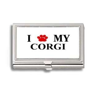  Corgi Paw Love My Dog Business Card Holder Metal Case 