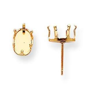   Gold Filled 6 Prong Oval Snap In Earring Setting