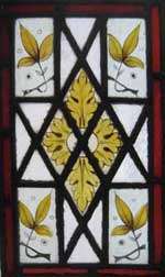 STAINED GLASS WINDOW ANTIQUE VICTORIAN PAINTED GEM ORIGINAL FRAME 