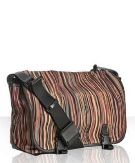 Paul Smith brown striped canvas buckled messenger bag   up to 