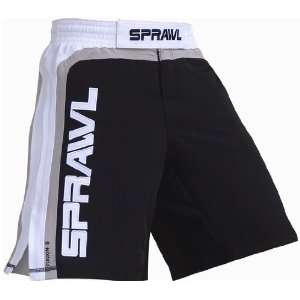  Sprawl Fusion Stretch Fight Shorts   Black/White Sports 
