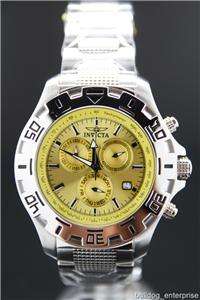 Mens Invicta II Racing Python Diver Yellow Stainless Chronograph Watch 