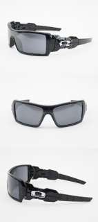   Mens Oakley Sunglasses Oil Rig Polished Black Silver Ghost Text 24 058