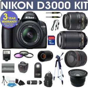 REFURBISHED Nikon D3000 Digital Camera + Nikon 18 55mm VR Lens + Nikon 