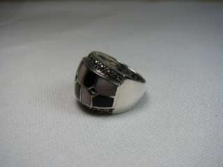 Sterling Silver MOP Marcasite Ring .925 Sz 5.5, 6 New  
