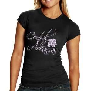  Central Arkansas Bears Ladies Black Script T shirt: Sports 