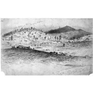  Drawing The battle of Gettysburg. View of Little Round Top 