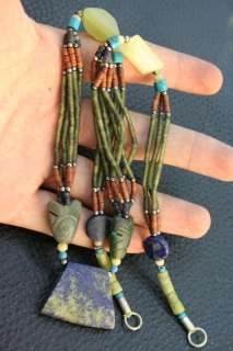 AFGHAN TRADITIONAL JADE AND LAPIS LAZULI STONE NECKLACE  