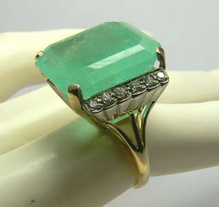 32.37cts Movie Star Worthy Vintage Colombian Emerald & Diamond Ring 