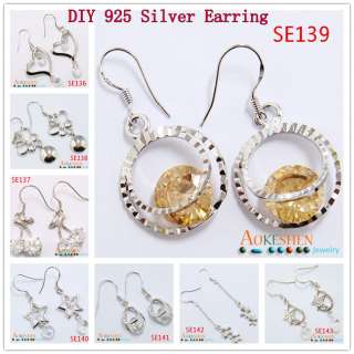 1pair New DIY 925 Sterling Silver dangle Earring ear Pendants charms 