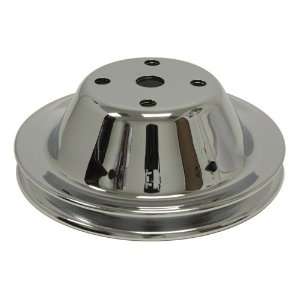   BLOCK CHROME STEEL WATER PUMP PULLEY   LONG (1 GROOVE): Automotive