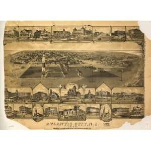  Historic Panoramic Map Atlantic City, N.J. 1880.