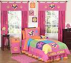 PINK GROOVY PEACE SIGN KIDS TWIN SIZE BED BEDDING COMFORTER SET FOR 