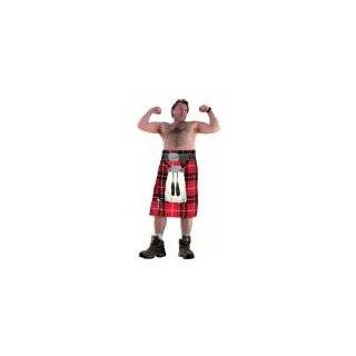  Adult Mens Red Scottish Kilt Highlander Costume Clothing