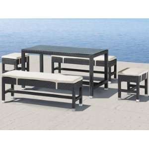  5 PC Myrtle Outdoor Dining Table and Bench Set