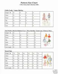 Doll Pattern Size Chart for Sewing  